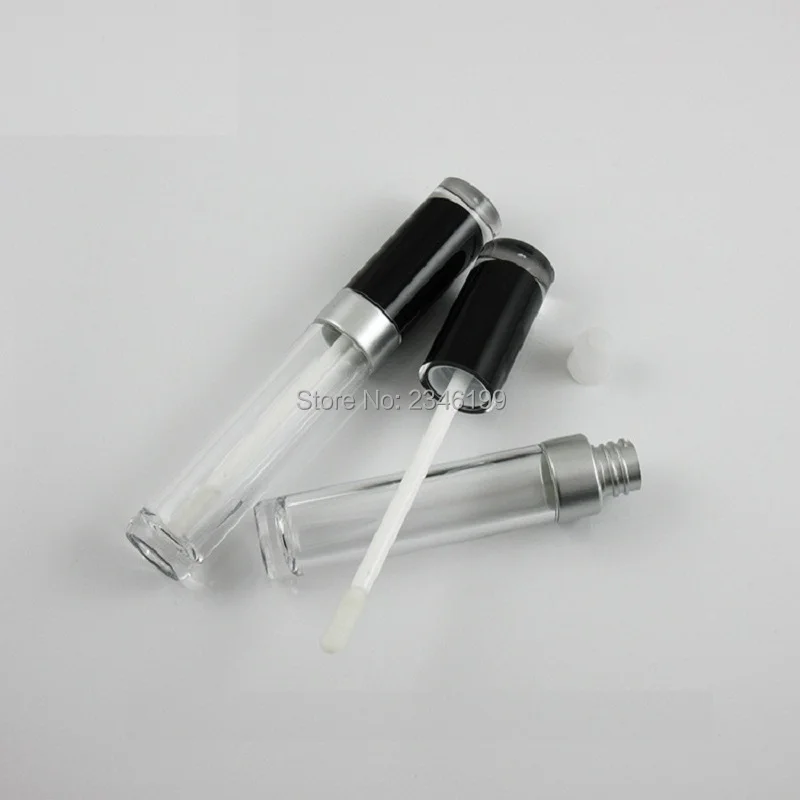 8mlEmpty Plastic Lip Gloss Tube Black Cap Clear Bottle Lipgloss Packaging Cosmetic Container Round Lip Gloss Container 40pcs/Lot