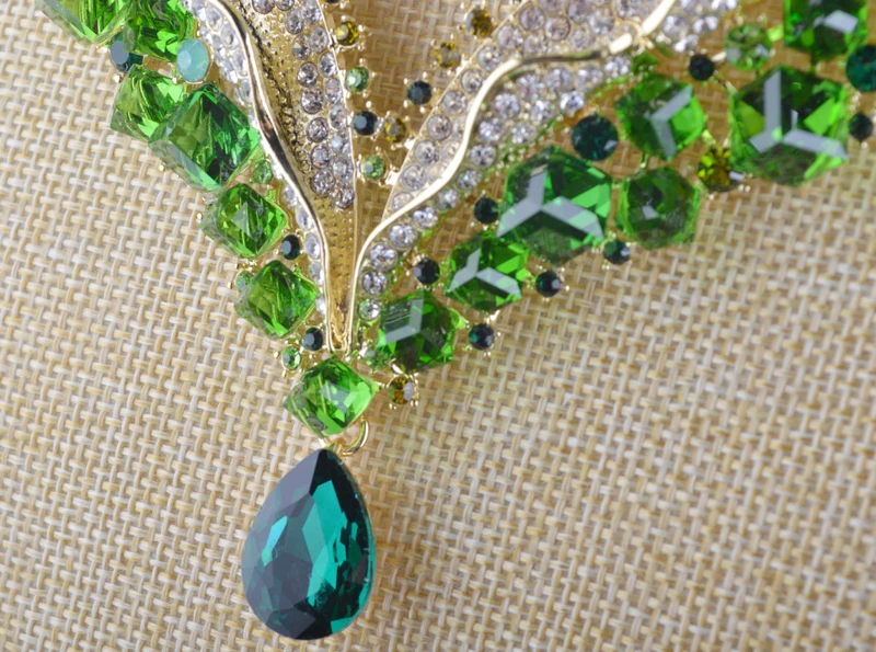 Свадебное ожерелье серьги наборы зеленый цвет чешский камень кристалл комплект