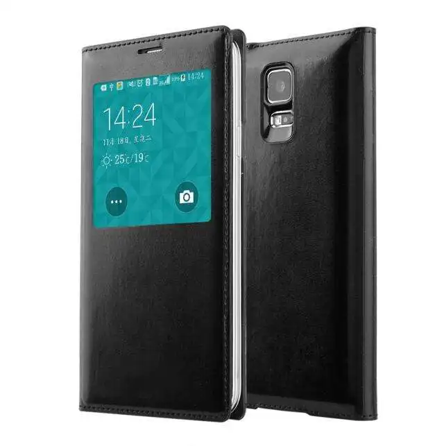 Умный чехол для Samsung S5 кожаный откидной Чехол с окошком Galaxy i9600 Водонепроницаемые