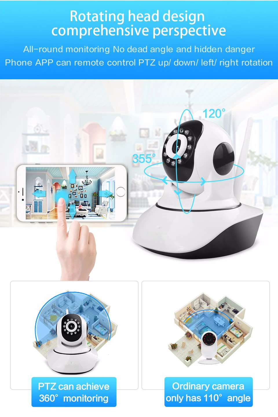 ZILNK 720P Беспроводная ip-камера Wi-Fi Умный дом безопасности HD 2 пути аудио ночного видения детский монитор Поддержка TF карта Onvif белый