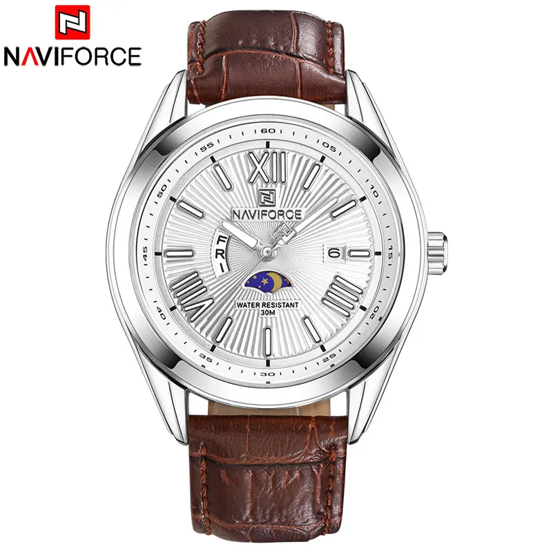 Naviforce Лидирующий бренд Для мужчин Часы Роскошные мужские кварцевые часы кожаные