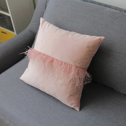 Розовый 45x45cm green/beige/pink/brown/grey velvet cushion cover plush fur fringe pillow case decorative lumbar pillow covers soft decor - Цвет: Розовый