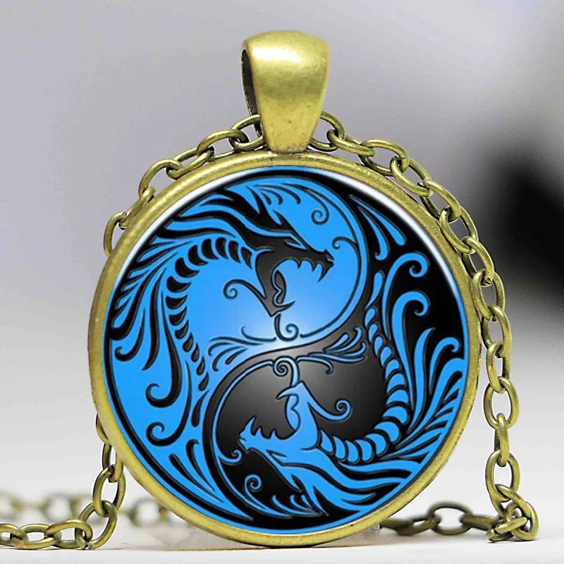 Модная новинка винтажный европейский стиль синий дракон феникс Инь Ян тайчи