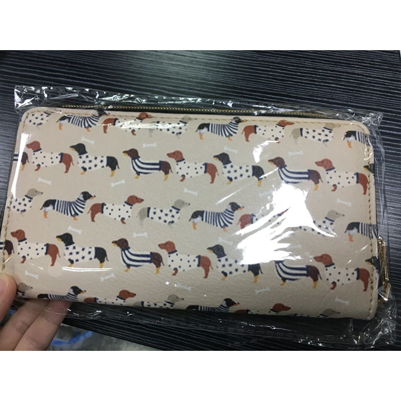 

ELVISWORDS Wallets Women Corgi Printed Lady Kawaii Puppy Long Phone Purse for Credit Card Female Fashion Wallet Girls Gifts 2018