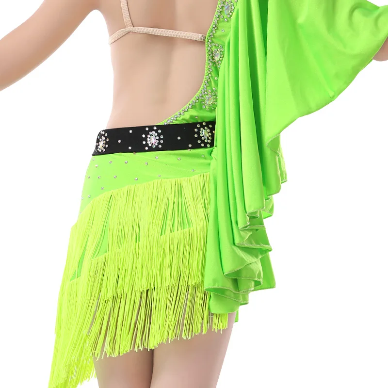 Девушки дети рукав летучая мышь для латио американских танцев с бахромой Юбки