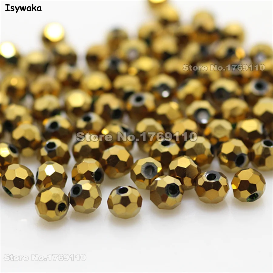 100 шт. круглые бусины из австрийского хрусталя золотистого цвета|beads loose|beads for diyglass