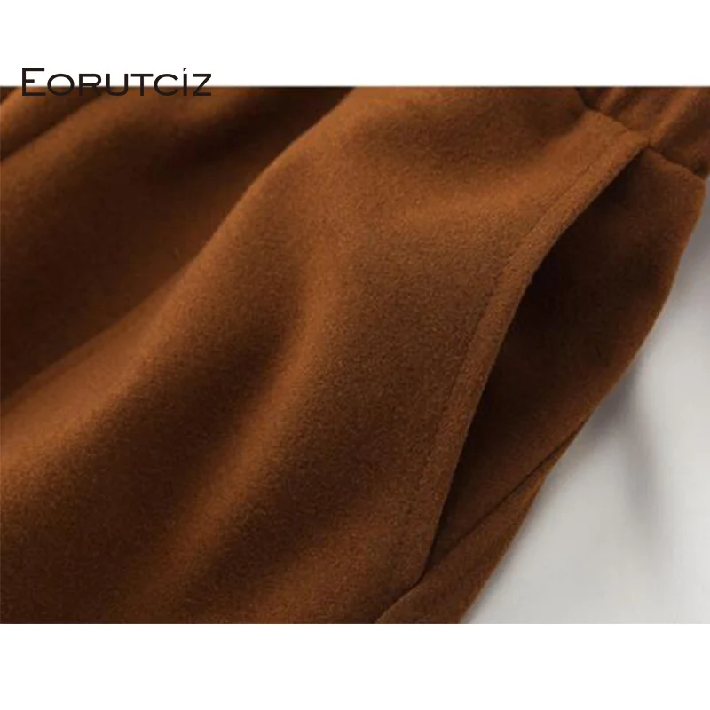 

EORUTCIZ Winter High Waist Woolen Pants Women Warm Thick Harem Trousers Female Vinatge Casual Loose Black Trousers LM209