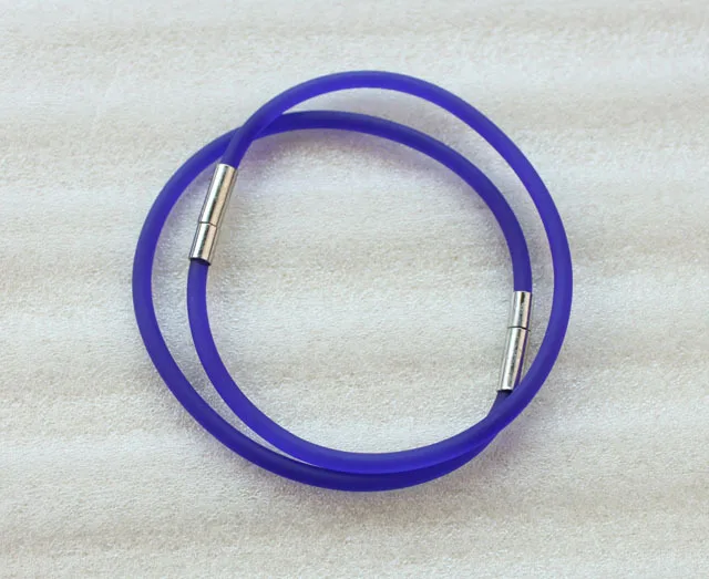 

24PCS Blue Rubber Cord Silver Color Bayonet Clasp Bracelets #23491