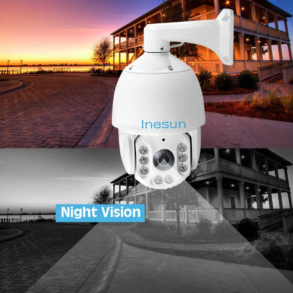 Inesun H.265 наружная PTZ IP камера безопасности 7 дюймов 5MP супер HD 2592x1944 30X оптический зум