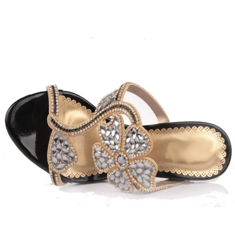 Летние Новые шикарные женские Стразы с кристаллами открытым носком Модные