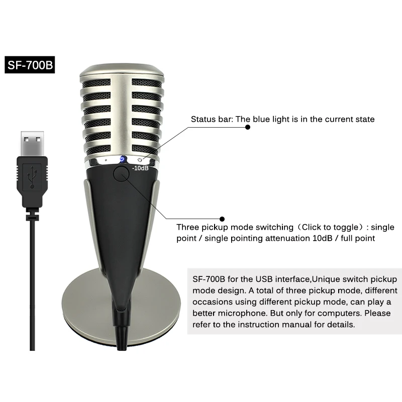 Профессиональный игровой конденсаторный микрофон для компьютера телефона 3 5