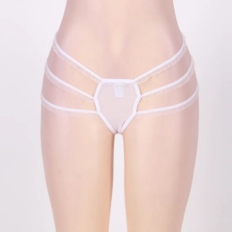 white Strings Женское нижнее белье, сексуальные прозрачные трусики с высокой талией, одноцветные сетчатые Бесшовные стринги, сексуальные женские трусы больших размеров P5085 - Цвет: white Strings
