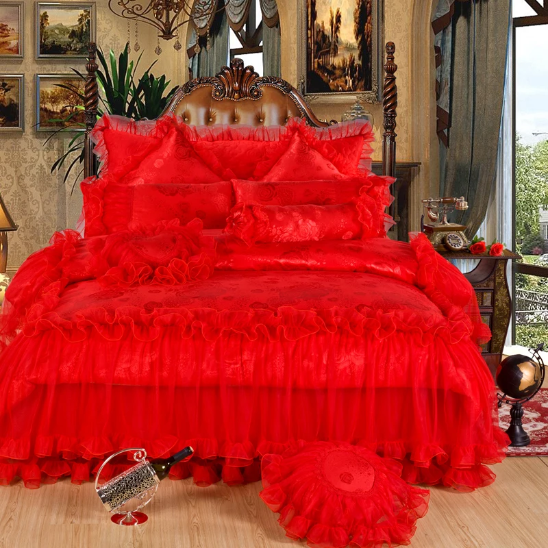 Роскошный свадебный комплект постельного белья из жаккардового шелка и хлопка 3