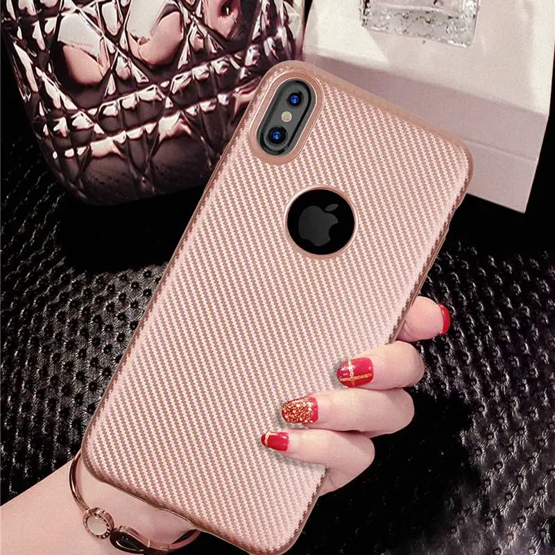 Чехол для телефона iPhone XS MAX XR 7 8 X роскошный углеродный волокна мягкой ТПУ 6 6s Plus