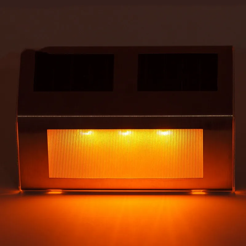 Orange T-SUNRISE Красочный светодиодный Солнечный свет из нержавеющей стали огни Сад Путь многоступенчатый светильник водонепроницаемый солнечный уличный фонарь настенный светильник - Испускаемый цвет: Orange