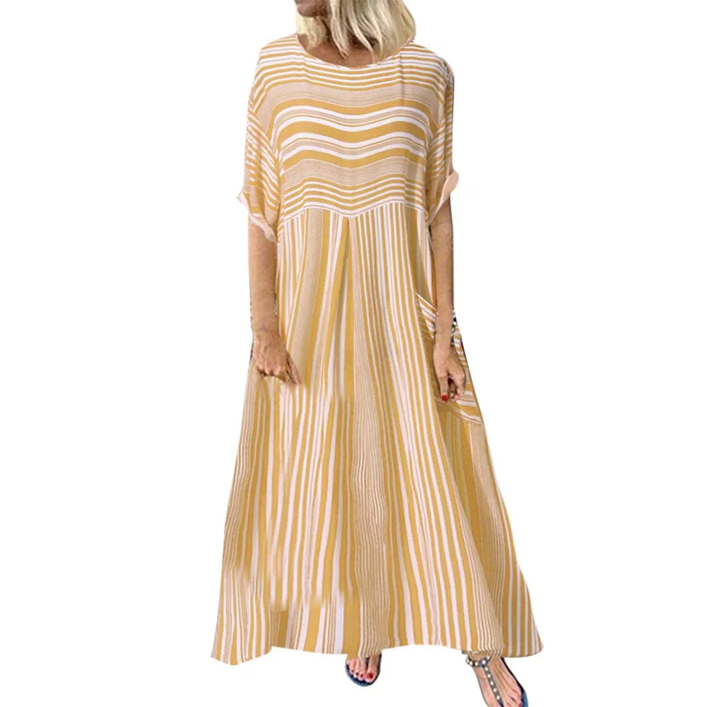 Летнее Длинное Платье Макси платье es для женщин 2019 модное повседневное Полосатое