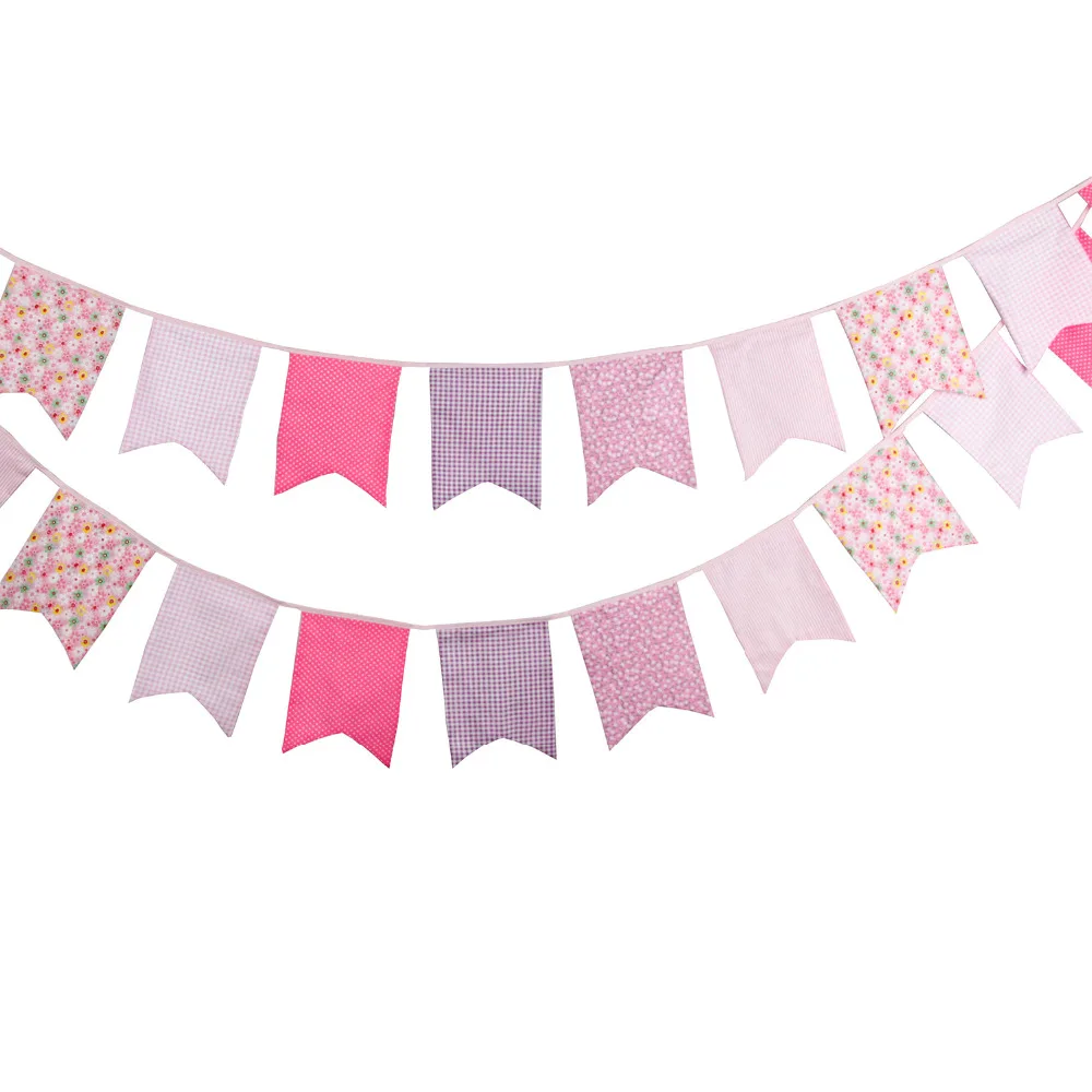 Новинка 3 5 м 12 флагов розовая ткань флажки ручной работы индивидуальное