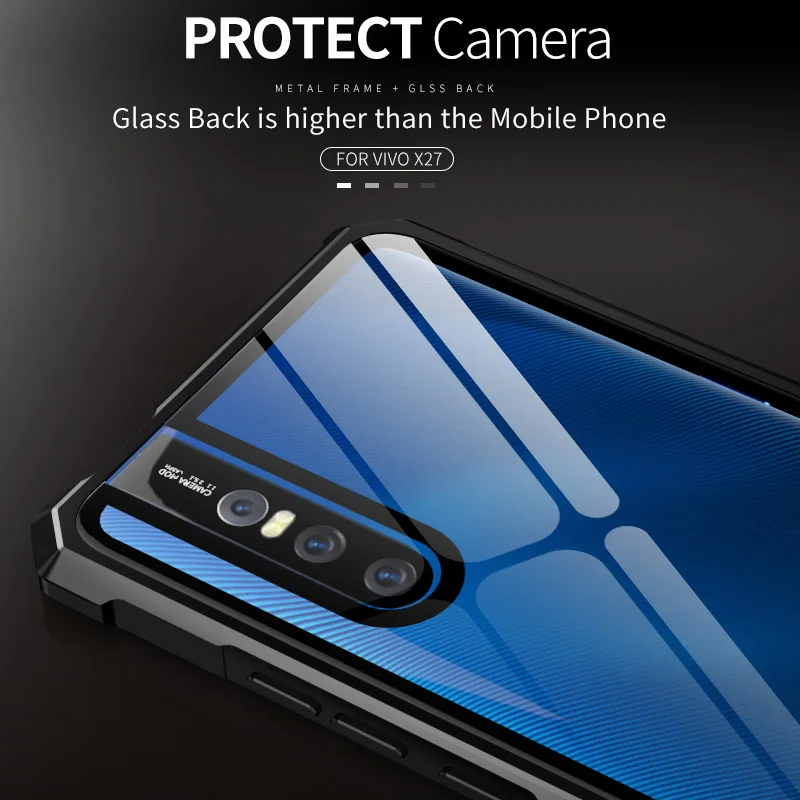 Чехол из закаленного стекла для VIVO X27 роскошный металлический чехол прозрачный