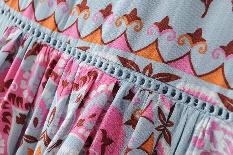 Boho Queens каштановых для женщин с цветочным принтом из кружева v образным вырезом на