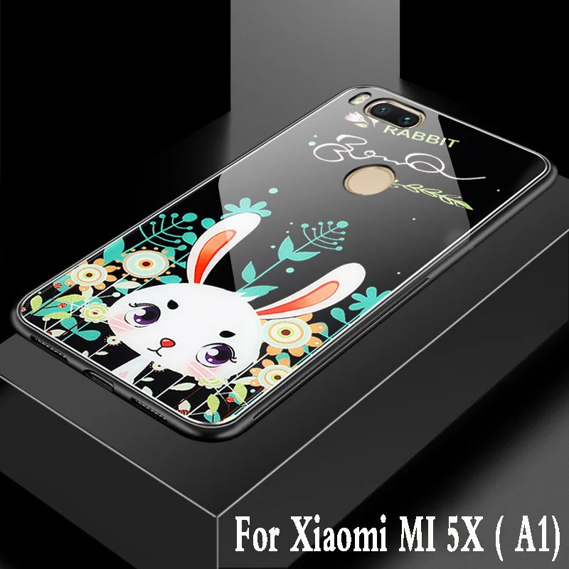Для xiaomi mi a1 роскошный чехол из закаленного стекла с мультяшным рисунком мягкий