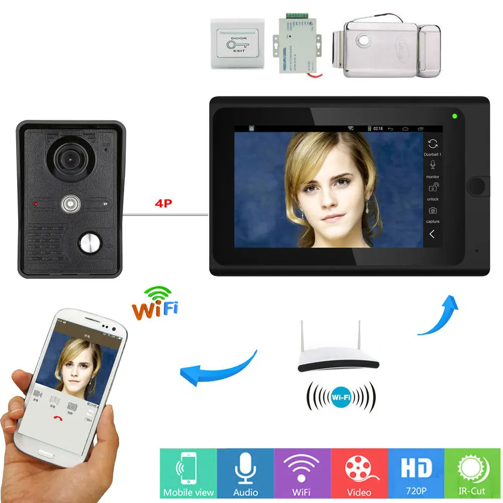 Yobang безопасности 7 дюймов монитор Wifi беспроводной видео телефон двери дверной звонок камера Домашняя безопасность домофон система Android IOS APP - Цвет: 705MKB11B5