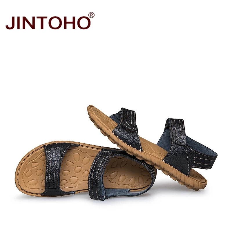 Новинка 2016 Летние кожаные мужские сандалии JINTOHO брендовые высококачественные из