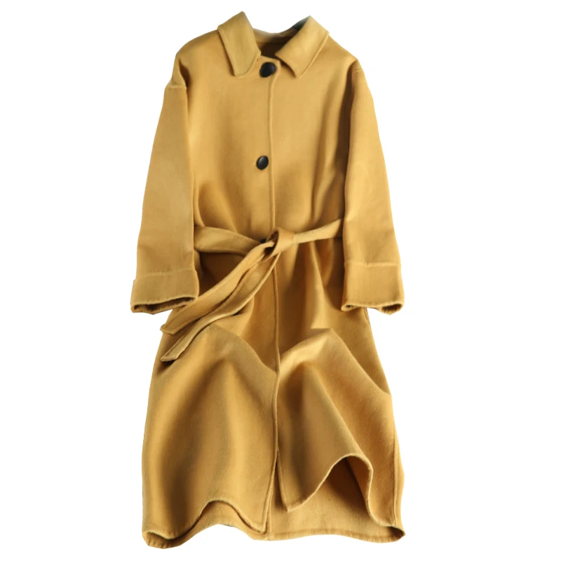 

2009 New Double-sided Cashmere Overcoat Female Mid-long Doll Collar Shows Skinny Knee Wool Overcoat Korean Edition