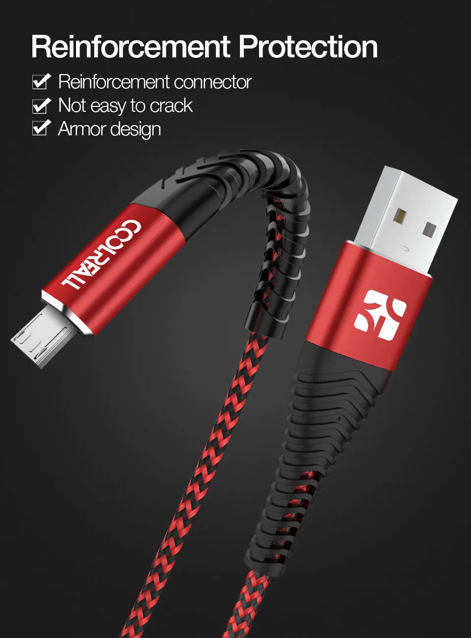Coolreall 2.4A Micro USB кабель для быстрой зарядки USB кабель для передачи данных нейлоновый шнур синхронизации для samsung huawei Xiaomi LG Andriod Micro usb кабели