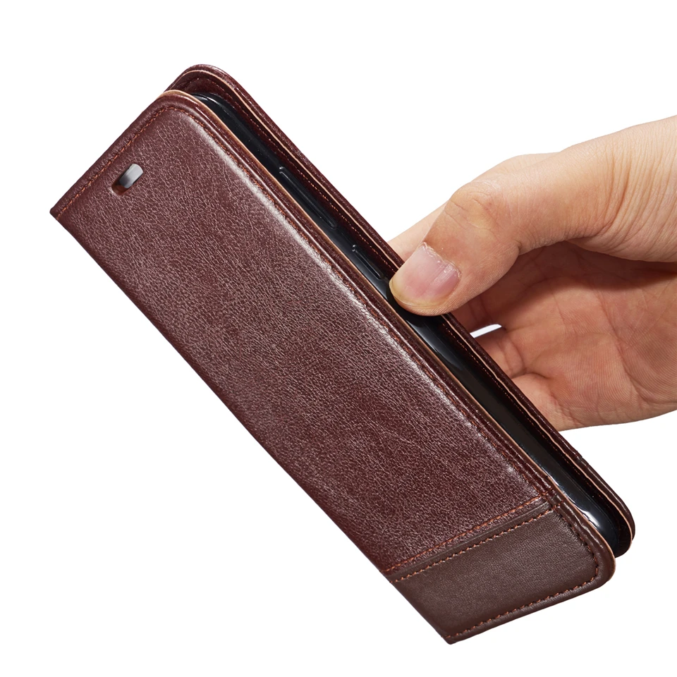 Роскошный деловой Магнитный ретро кожаный чехол с личи для huawei Y7 Prime 2018