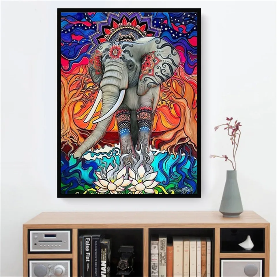 Алмазная 5d картина для творчества цветной слон мозаика из квадратных страз