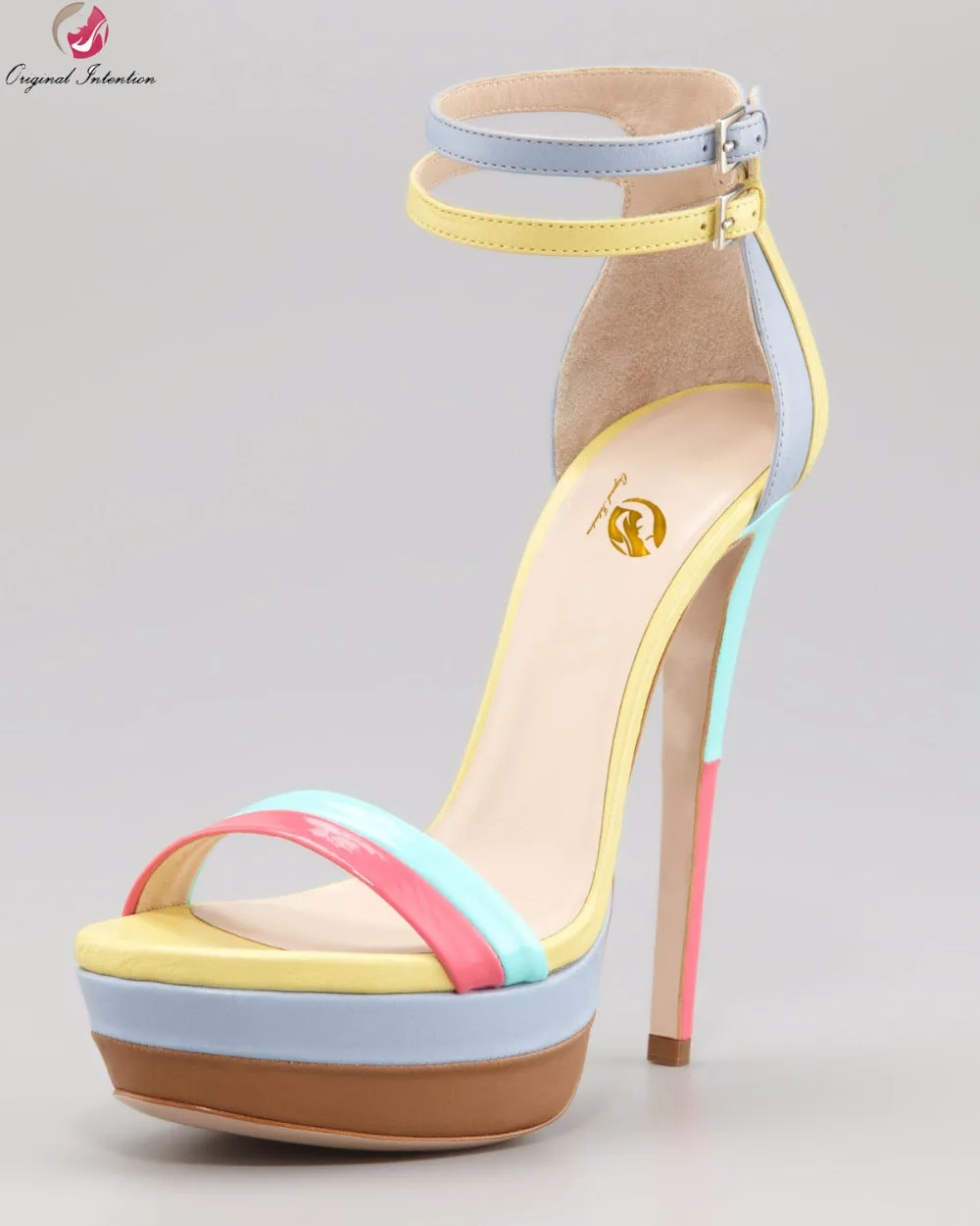 

Original Intention Sweet Women Sandals Platform Open Toe Thin High Heels Sandals Multi Colors Shoes Woman Plus US Size 4-15