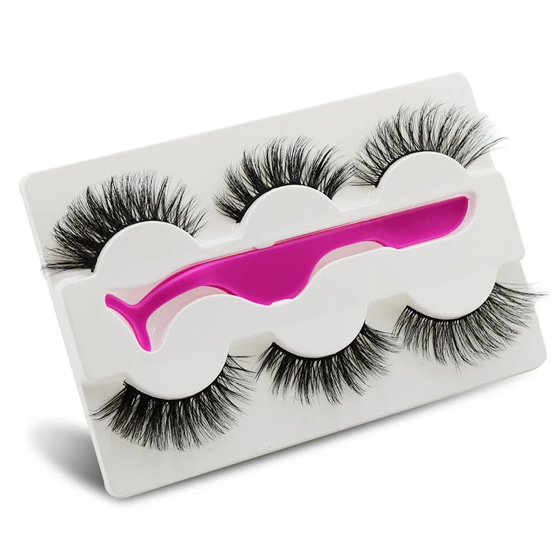 Смешанные натуральные ресницы 3D накладные мягкие густые пушистые с пинцетом