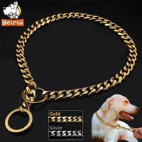 strong metal dog sllip collar gold silver choke training chain collars for medium large dogs pets