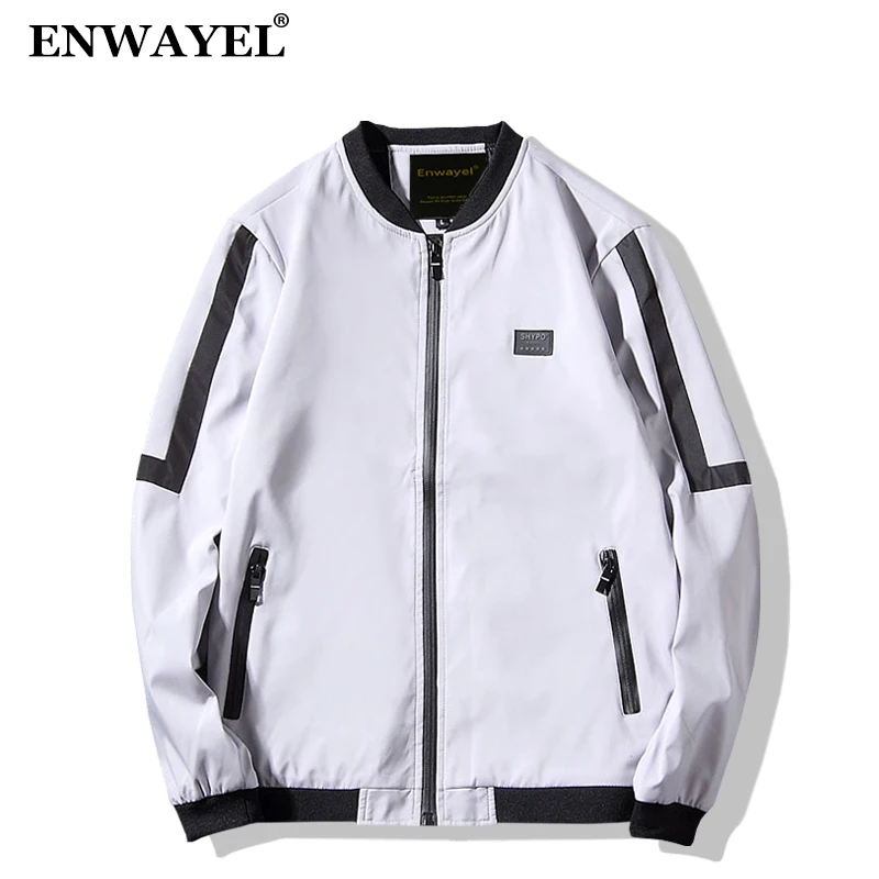 ENWAYEL 2018 Осенняя мода тонкие повседневные куртки Для мужчин пальто Slim Fit ветровка