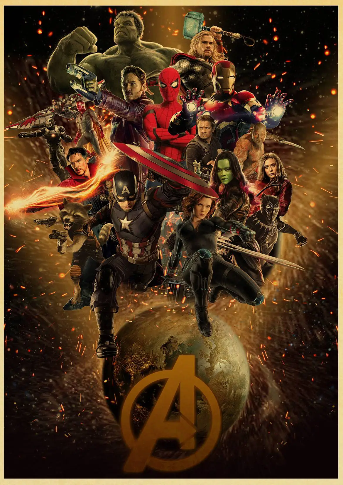Vinatge фильм Marvel Мстители Бесконечность Войны Плакат крафт-бумага напечатаны ретро постеры с супергероями домашний Декор стены стикеры - Цвет: D126