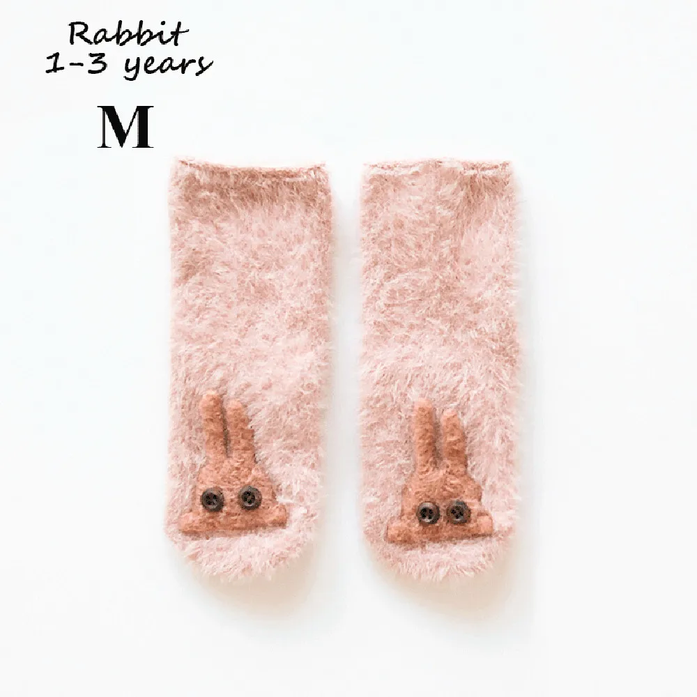 rabbit-M Новинка; 1 пара детских носков; сезон осень-зима; милые детские носки с героями мультфильмов для новорожденных; мягкие теплые носки из кораллового флиса для малышей - Цвет: rabbit-M