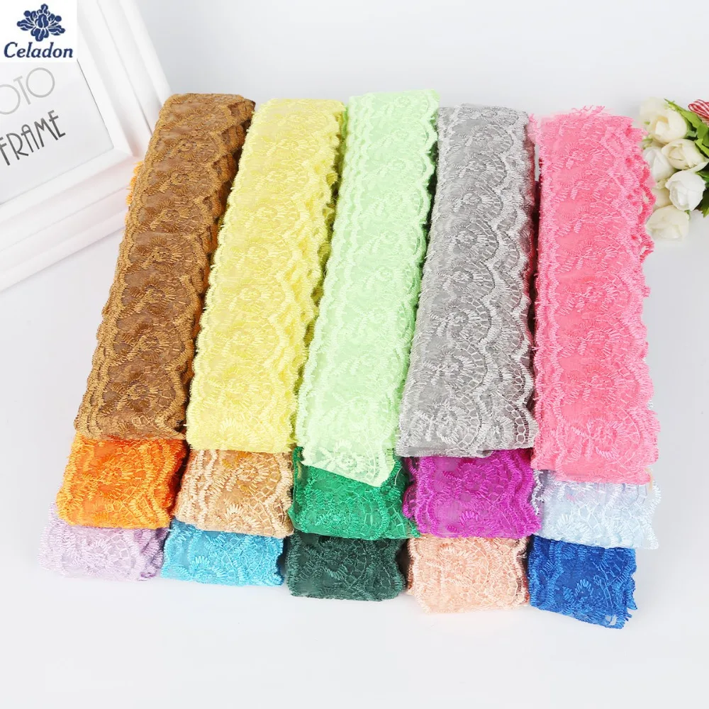 10 ярдов ширина 40 мм Отделка кружевной ленты вышитая кружевная Обрезка Ткань для