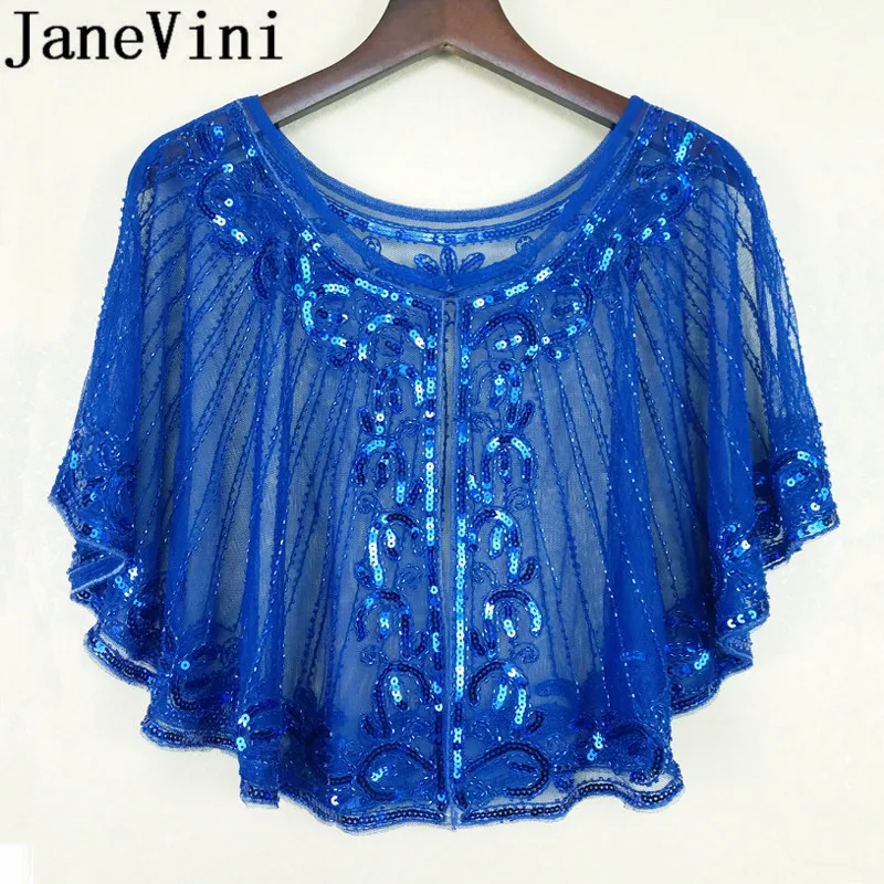 JaneVini 2019 Silver Sequined Woman Wraps Bridal Capes Shawl Beaded Elegant Evening Party Wedding Bolero Cape Jacket Accessories | Свадьбы и