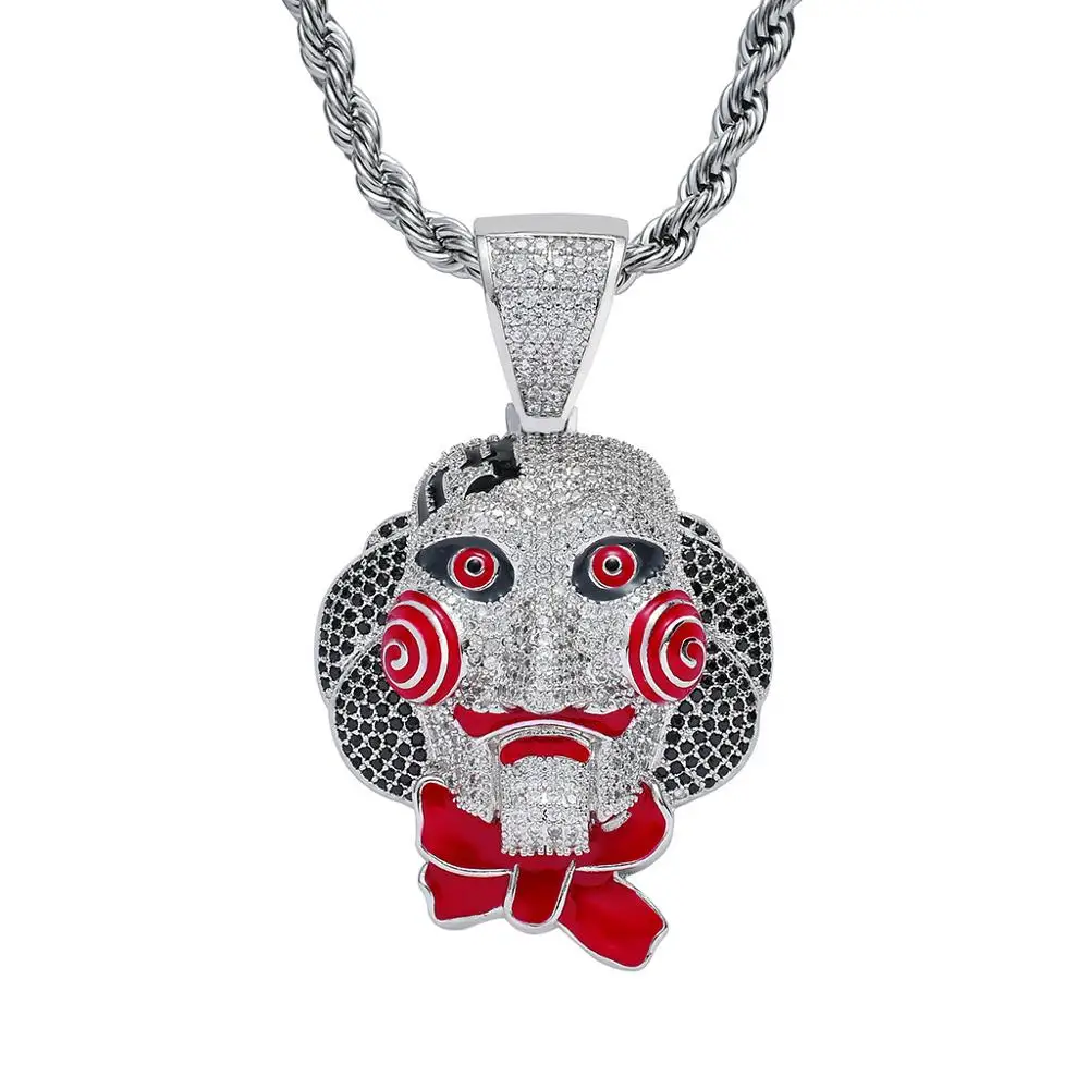 Bling bling CZ Ювелирные изделия 69 мультфильм голова кулон из кубического циркония ожерелье золото хип-хоп подарок ювелирные изделия