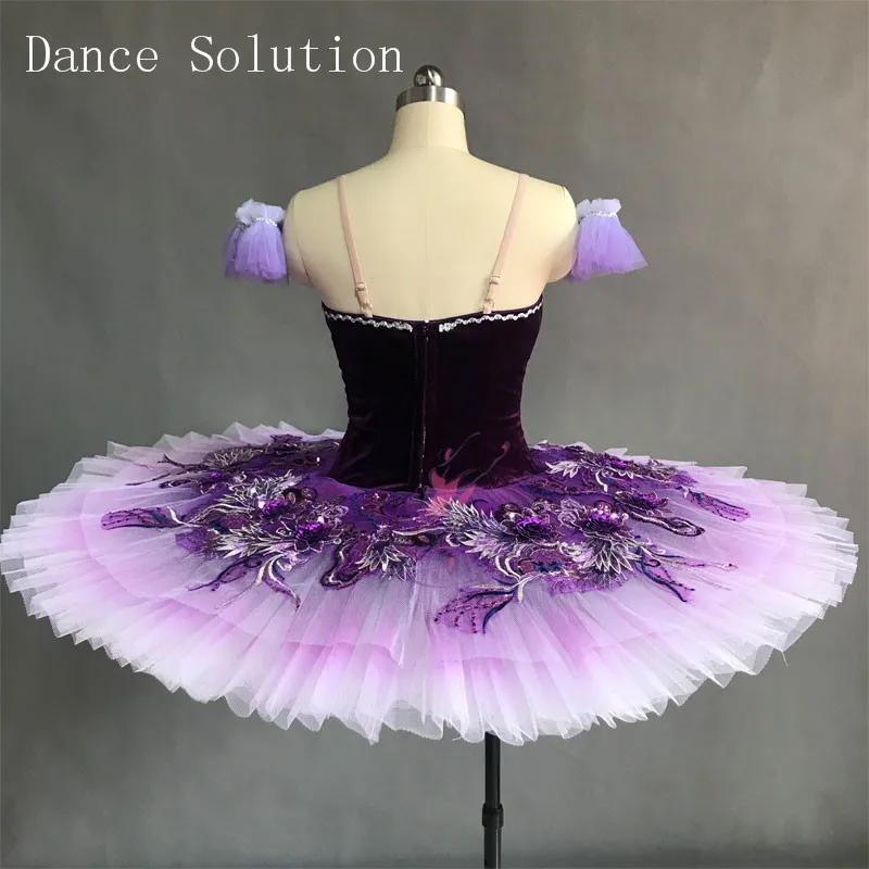 Лиловый бархатный лиф жесткая Тюлевая юбка профессиональная пачка для блинчиков