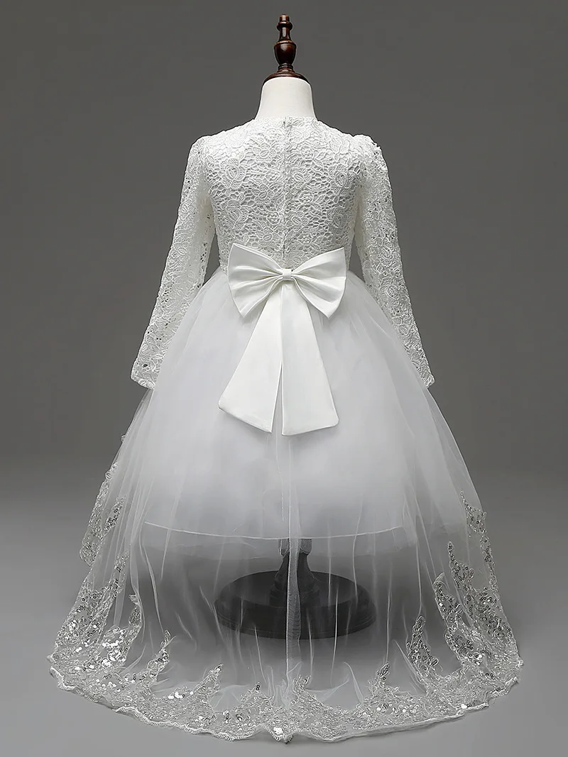 Кружевные платья с цветами для девочек детские Бальные длинными рукавами