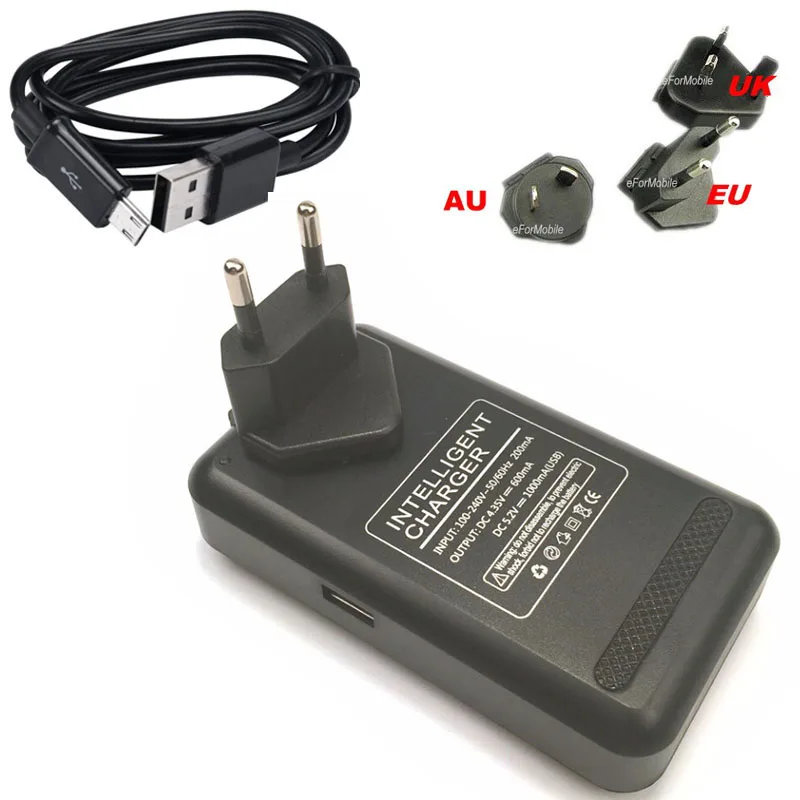 Фото Настольное зарядное устройство для аккумуляторов EU/US/AU/UK + USB-кабель для передачи данных для Galaxy J2 (2018),Wiko Sunny 2/Lenny 4 №1