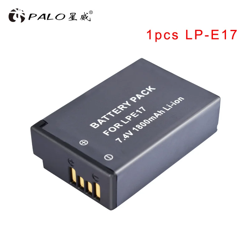 1PCS LP-E17 Battery PALO 1800 мА/ч, LP-E17 LPE17 LP E17 литий-ионный аккумулятор для цифровой однообъективной зеркальной камеры Canon EOS M3 M5 750D 760D 800D T6i T6s 8000D поцелуй X8i - Цвет: 1PCS LP-E17 Battery