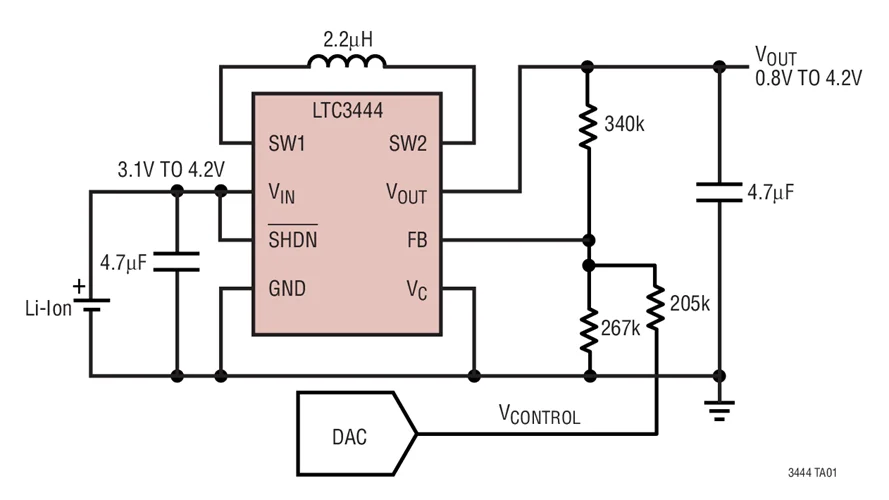 LTC3444EDD LTC3444-микромощный синхронный понижающий повышающий DC/DC преобразователь для