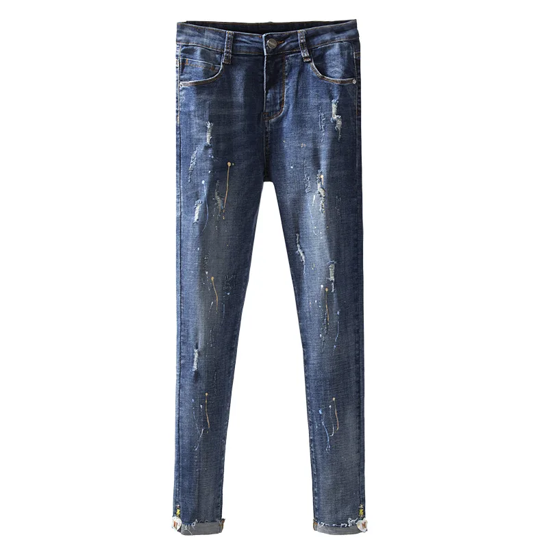 

Skinny Jeans 2018 Autumn Woman Blue High Waist Vintage Ankle Length Denim Pencil Pants Stretch Jeans Trousers Plus Size