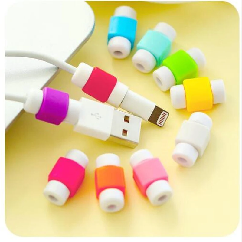 

10pcs/lot Cute Cable earphones Protector For iPhone Sansung HTC USB Colorful Data Charger Earphone Cable Cover protetor de cabo