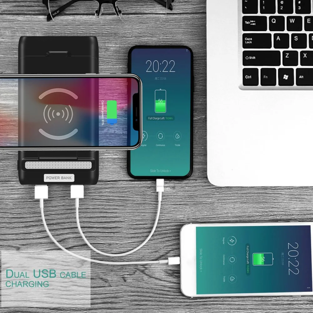 FDGAO 10000 мАч Портативный Qi беспроводной банк питания USB Type C PD Быстрая зарядка для