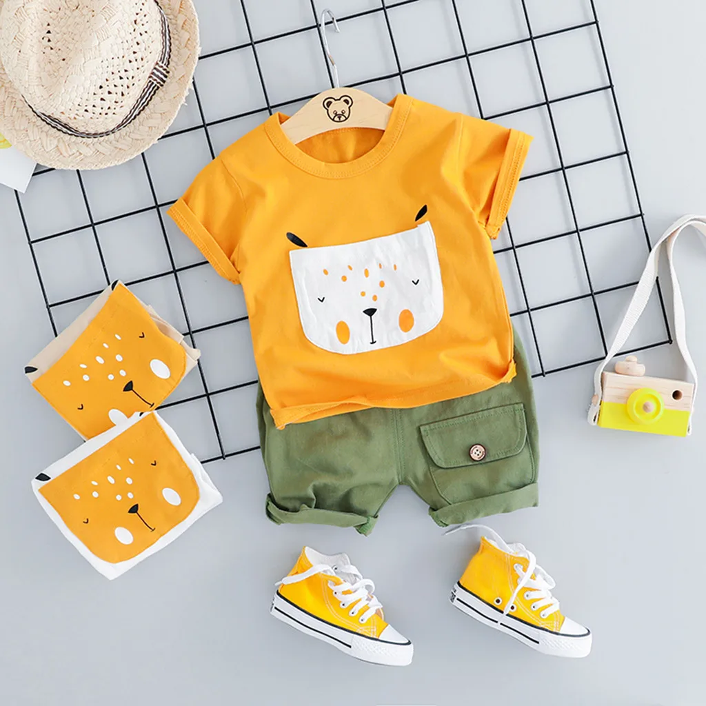 

Toddler Baby Kids Boys fashion Cartoon Dog Tops Short Pants Casual Outfits Set