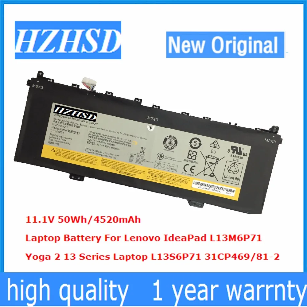 

11.1V 50Wh 4520mAh New Original L13M6P71 Laptop Battery For Lenovo IdeaPad Yoga 2 13 Series Laptop L13S6P71 31CP469/81-2