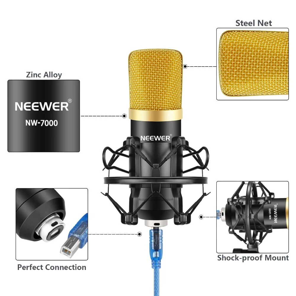 Neewer NW 7000 USB конденсаторный микрофон комплект для Windows и Mac с металлическим